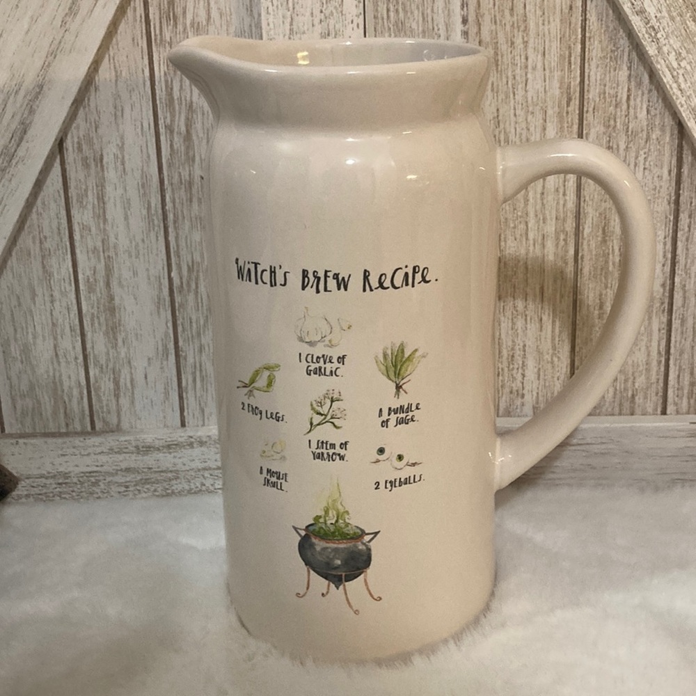 Rae Dunn Witch's Brew Recipe Ceramic Pitcher